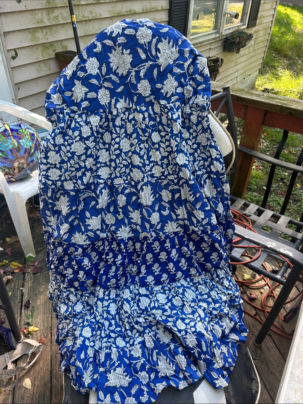 Blue Floral Tiered Girls' Dress - Brand Not Visible